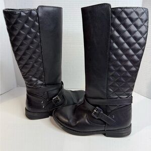 Girls Black Quilted Knee-High Boots size 1